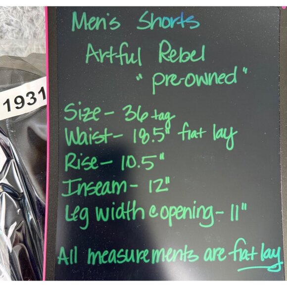 Artful Rebel Mens 36 Dark Casual 90s Y2K Denim Shorts design pockets - Picture 7 of 8